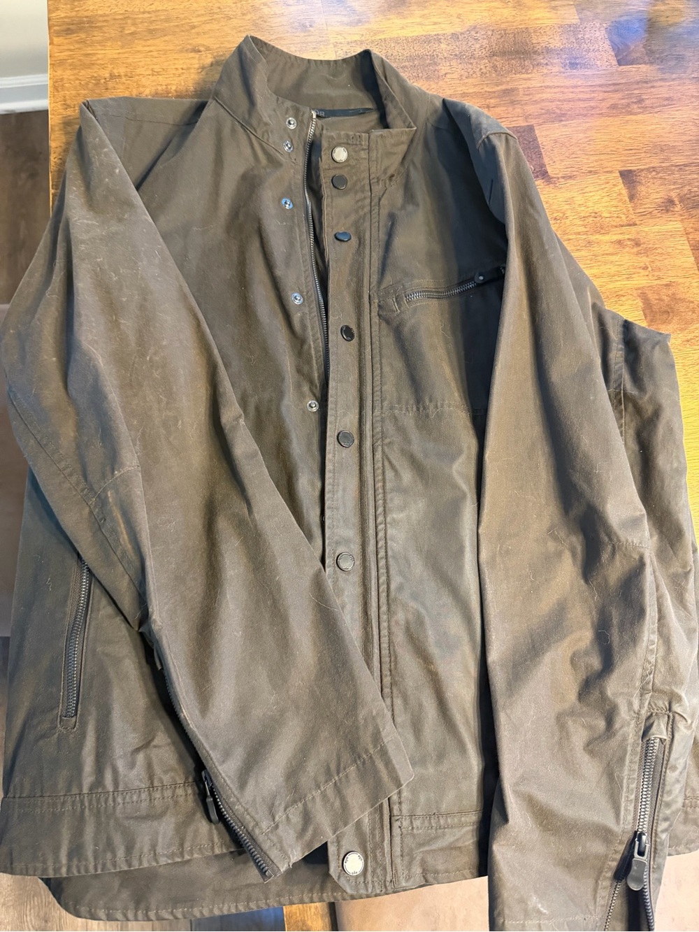 Men's Olive Waxed Cotton Lightweight Zip-Up Jacket - Fabric made in Scotland